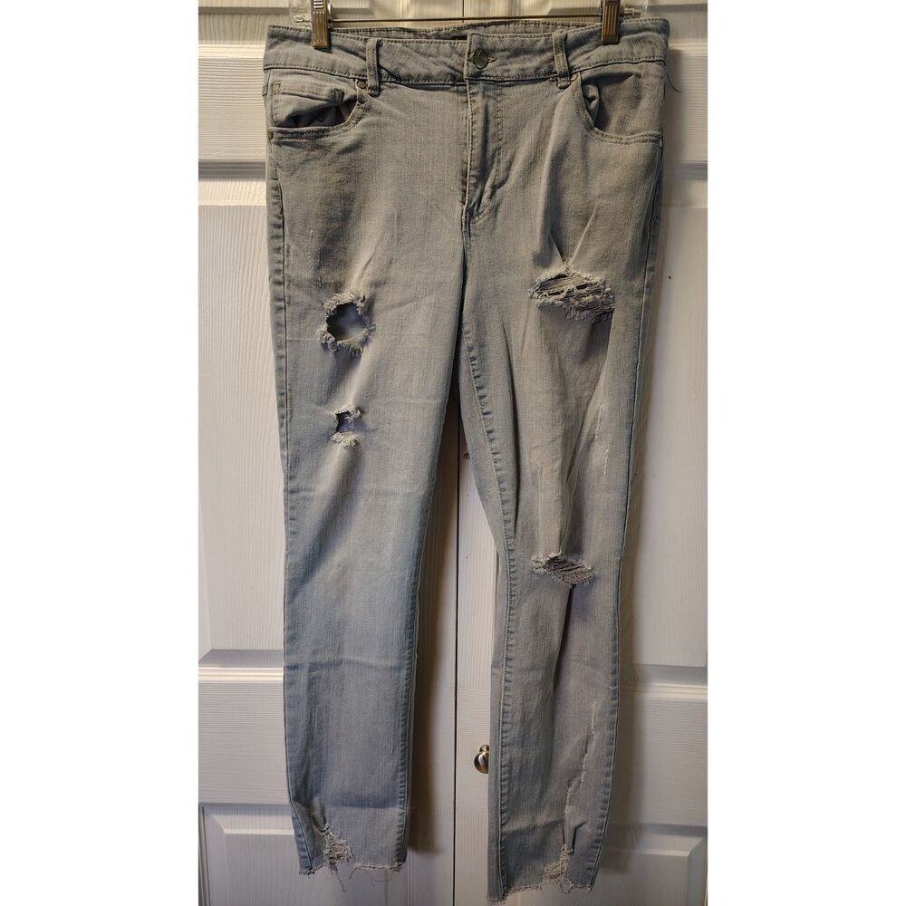 d.Jeans Distressed Skinny Jeans Light Wash Frayed Hem Women's Size 12